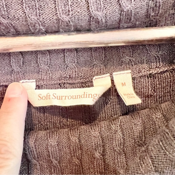 Soft Surroundings Ribbed Cowl Neck Cable Knit Sweater Brown Cozy Fall Layer M - Picture 3 of 9